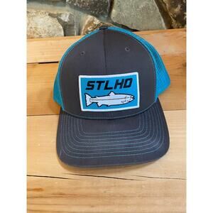 STLHD Teal Grey trucker hat snap back. Mesh Back Fish Logo. Adjustable.Men/Women